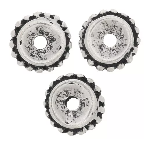Cuentas arandelas con bolas 9 mm - Plateado envejecidox6