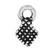 Mini dijes rombo 9x5 mm - Plateado envejecido x6