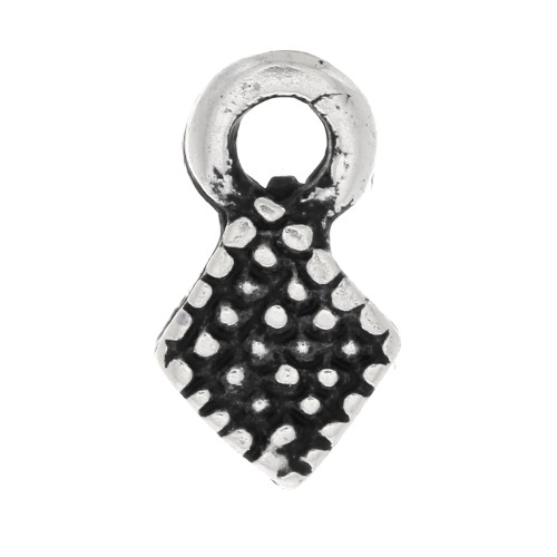 Mini dijes rombo 9x5 mm - Plateado envejecido x6