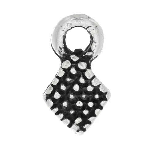Mini dijes rombo 9x5 mm - Plateado envejecido x6