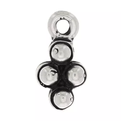 Dije rombo con pequeña bola 15x8 mm - Plateado envejecido x1