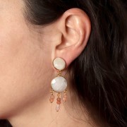 Cabuchón redondo 12 mm - Piedra de luna x1