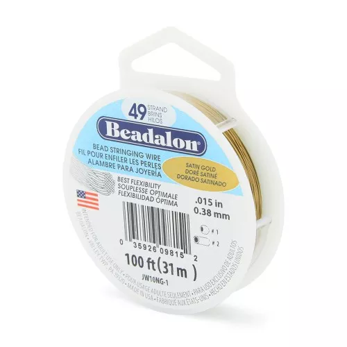 Hilo de Acero 49 hebras 0.38 mm dorado satinado x31m