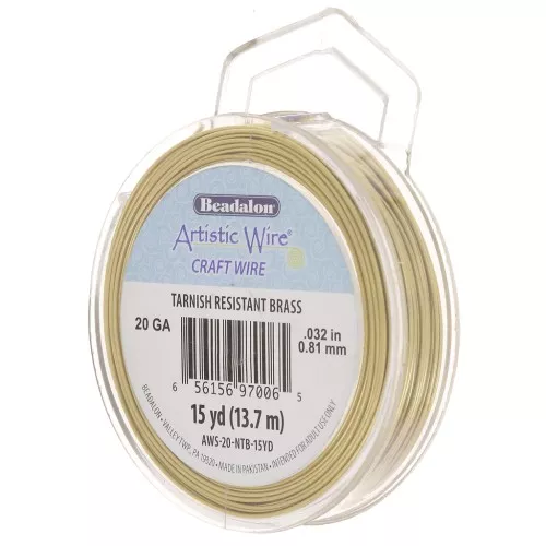 Hilo de latón Artistic Wire de 0,81 mm - sin pulir, con tratamiento anti-oxidación x13.7m
