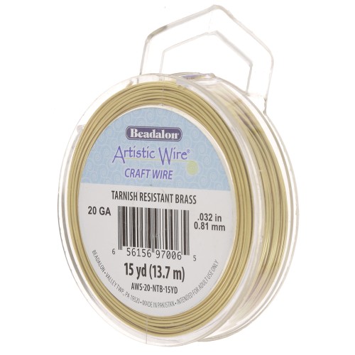 Hilo de latón Artistic Wire de 0,81 mm — sin tratar, con protección antióxido — x 13,7 m