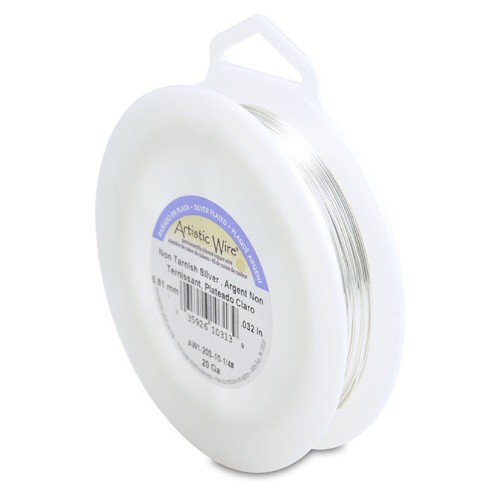 Hilo de cobre Artistic Wire de 0,81 mm - Chapado en plata antideslustrante, 24 m