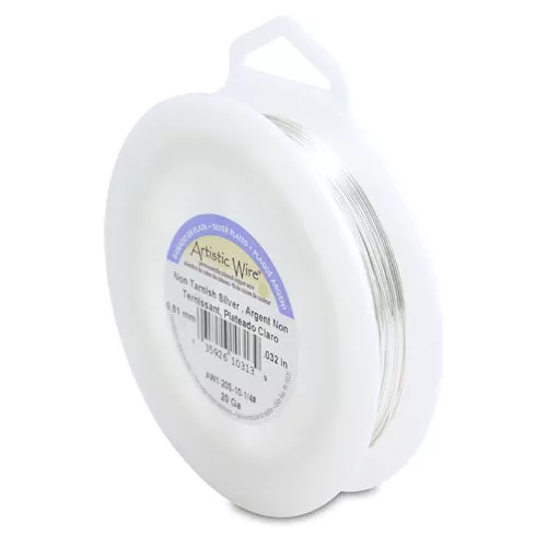 Hilo de cobre Artistic Wire de 0,81 mm - Chapado en plata antideslustrante, 24 m