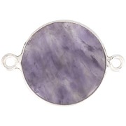 Entrepieza redondo de piedra gema 22x16 mm - Plata 925 - Amethyste x1