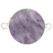 Entrepieza redondo de piedra gema 22x16 mm - Plata 925 - Amethyste x1