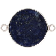 Entrepieza redondo de piedra gema 22x16 mm - Plata 925 - Lapis lazuli x1