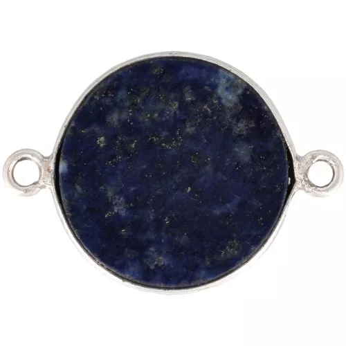 Entrepieza redondo de piedra gema 22x16 mm - Plata 925 - Lapis lazuli x1