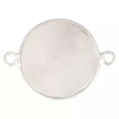 Entrepieza redondo de piedra gema 22x16 mm - Plata 925 - Pierre de lune x1