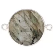 Entrepieza redondo de piedra gema 22x16 mm - Plata 925 - Labradorite x1