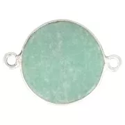 Entrepieza redondo de piedra gema 22x16 mm - Plata 925 - Amazonite x1