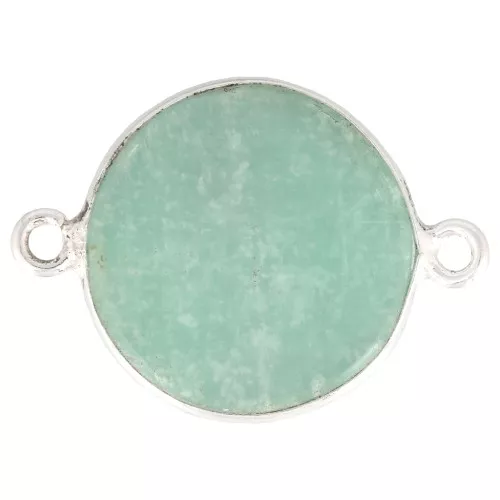 Entrepieza redondo de piedra gema 22x16 mm - Plata 925 - Amazonite x1