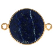 Entrepieza redondo de piedra gema 22x16mm Plata 925 Dorado con oro fino Lapis lazuli
