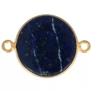 Entrepieza redondo de piedra gema 22x16mm Plata 925 Dorado con oro fino Lapis lazuli