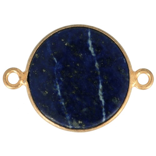 Entrepieza redondo de piedra gema 22x16mm Plata 925 Dorado con oro fino Lapis lazuli
