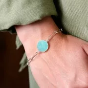 Entrepieza redondo de piedra gema 22x16mm Plata 925 Dorado con oro fino Lapis lazuli