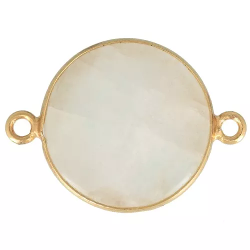Entrepieza redondo de piedra gema 22x16mm Arg 925 Dorado con oro fino Pierre de lune