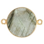 Entrepieza redondo de piedra gema 22x16mm Plata 925 Dorado con oro fino - Labradorite