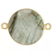Entrepieza redondo de piedra gema 22x16mm Plata 925 Dorado con oro fino - Labradorite