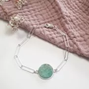 Entrepieza redondo de piedra gema 22x16mm Plata 925 Dorado con oro fino - Labradorite