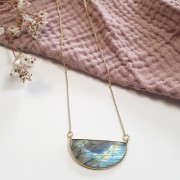 Entrepieza para collar de piedra gema 33x19 mm - Plata 925 - Amazonite x1