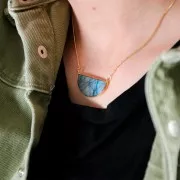 Entrepieza para collar de piedra gema 33x19 mm - Plata 925 - Amazonite x1