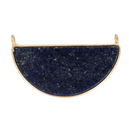 Intercalaire en pierre gemme 33x19 mm Plata 925 Dorado con oro fino - Lapis lazuli x1