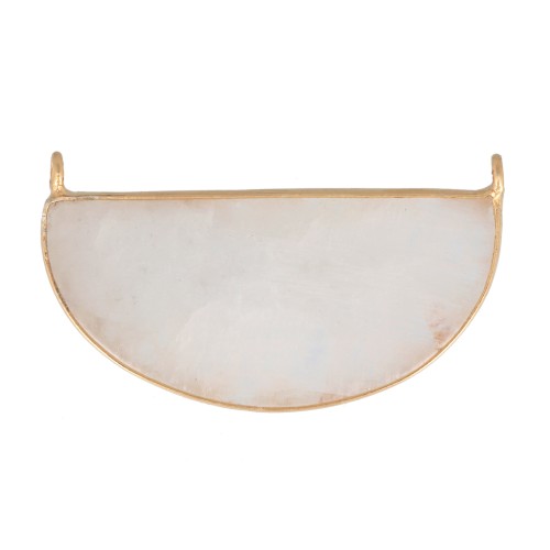 Intercalaire en pierre gemme 33x19 mm Plata 925 Dorado con oro fino - Pierre de lune