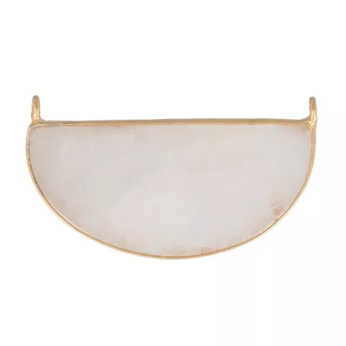 Intercalaire en pierre gemme 33x19 mm Plata 925 Dorado con oro fino - Pierre de lune
