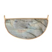 Intercalaire en pierre gemme 33x19 mm Plata 925 Dorado con oro fino - Labradorite x1|raw }}