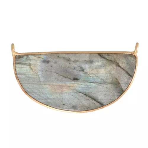 Intercalaire en pierre gemme 33x19 mm Plata 925 Dorado con oro fino - Labradorite x1