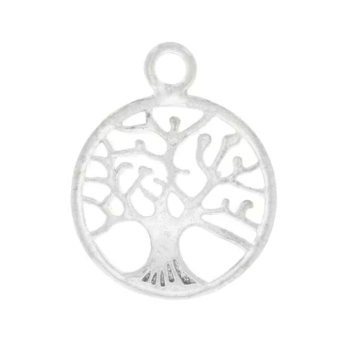 Colgante redondo18x14 mm - estampado arból de vida - Plata 925 x1
