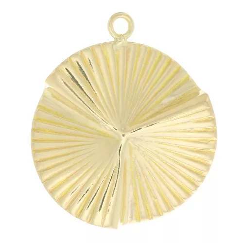 Colgante redondo plisado a rayas 17x15 mm - Gold filled x1