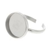 Anillo fino ajustable para cabujón de base plana de 12 mm - Acero inoxidable 316L x1|raw }}