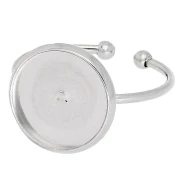 Anillo fino ajustable para cabujón de base plana de 12 mm - acero inoxidable 304 x1