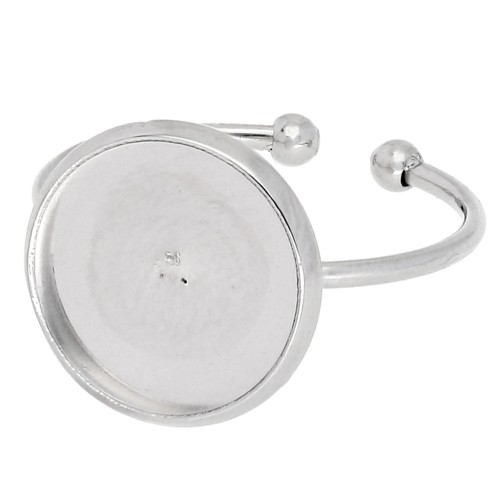 Anillo fino ajustable para cabujón de base plana de 12 mm - acero inoxidable 304 x1