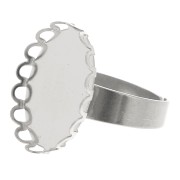 Anillo fino ajustable para cabujón con fondo plano 18x13 mm - Acero inoxidable x1|raw }}