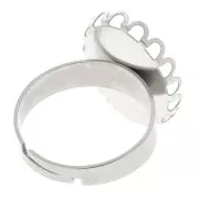 Anillo fino ajustable para cabujón con fondo plano 18x13 mm - Acero inoxidable x1