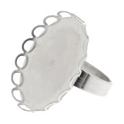Anillo ajustable para cabujón con fondo plano 25x18 mm - Acero inoxidable x1|raw }}