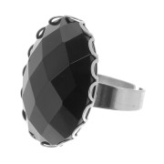 Anillo ajustable para cabujón con fondo plano 25x18 mm - Acero inoxidable x1