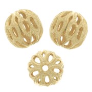 Cuentas redondas afiligranadas 6 mm - Dorado con oro fino x10|raw }}