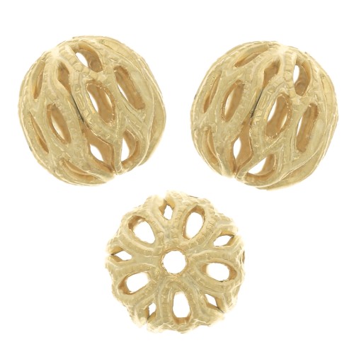 Cuentas redondas afiligranadas 6 mm - Dorado con oro fino x10
