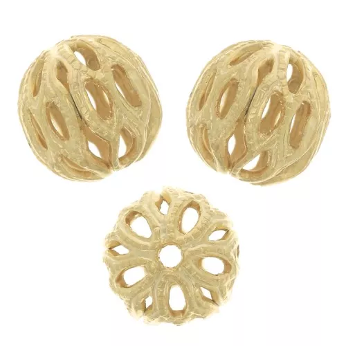 Cuentas redondas afiligranadas 6 mm - Dorado con oro fino x10