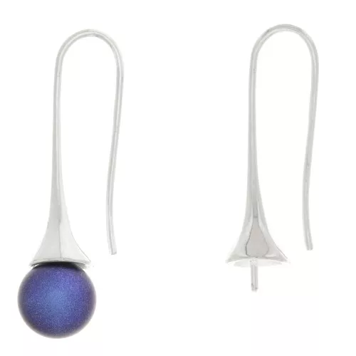 Ganchos pendientes para cuentas mitad-perforadas 8 mm - plateado x2