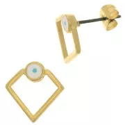 Ganchos pendientes forma diamante&resina epoxi motivo ojo 13 mm Dorado oro fino x2