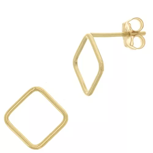 Ganchos pendientes rombo calado 10 mm - Gold filled x2