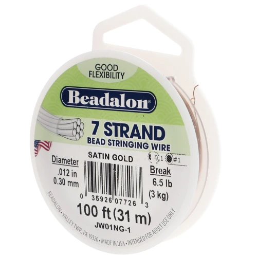 Hilo de Acero 7 hebras - Beadalon - 0.30 mm Dorado satinado x31 m